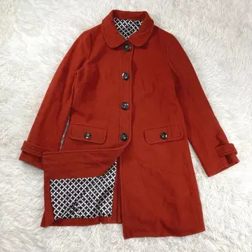 [ innowave ] 롱 코트 울 혼방 여성용 빨간색 주황 M
