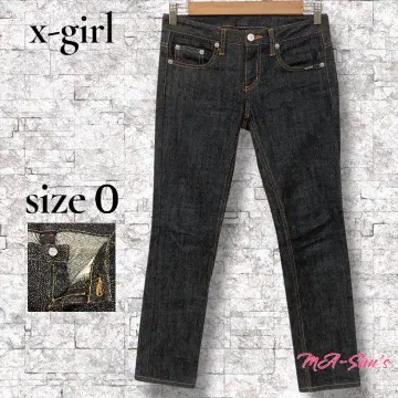 X-girl 여성용 데님 팬츠 스키니 다크 네이비 심플 일본제 S