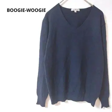 2.02 [ 부기우기 ] 니트 긴팔 심플 무지 V넥 리브 내추럴