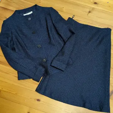 세레모니 네이비 스커트 수트 허리 리본 포함