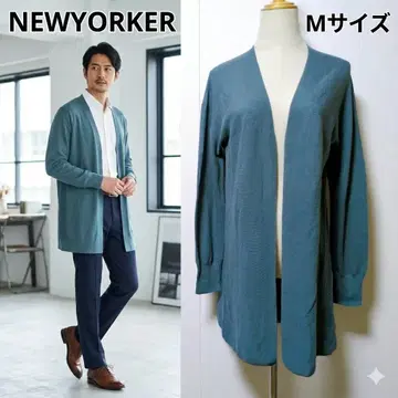 뉴요커 일본제 코튼 아세테이트 롱 가디건 청록색 M 겉옷