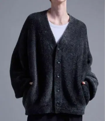 [ Loose ] 볼륨 슬리브 샤기 니트 가디건
