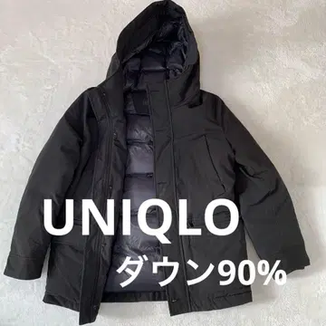 유니클로 다운 자켓 다운 블랙 후드티 M 사이즈