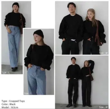 bohmal hideka 콜라보 크롭 맨투맨 L