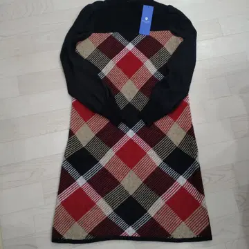 체크 무늬 니트 원피스 36