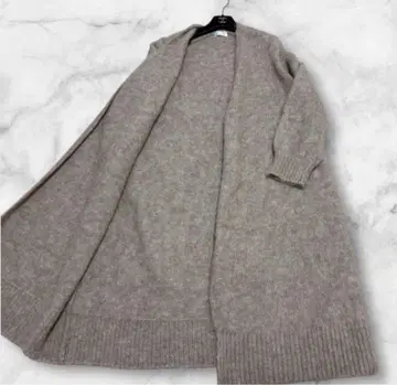 레어 FRAY I.D 알파카 롱 가디건 노카라 어른 심플