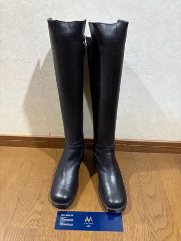 블랙 통굽 롱 부츠