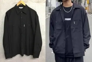 쿠티 21aw 새상품급 더블 포켓 부착 울 폴리에스테르 셔츠