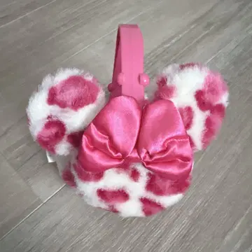 디즈니 귀도리 미니 핑크 레오파드 무늬