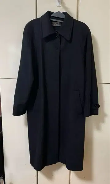 MEMORY 블랙 캐시미어 울 혼방 롱 코트