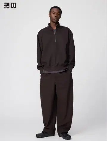 유니클로유 브러쉬드 맨투맨 하프 지퍼 셔츠