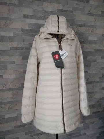 새상품 Puma 후드 부착 퀼팅 코트 택 포함 경량 포켓터블