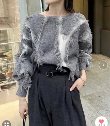 mystic 프린지 니트 숏 기장 프리 사이즈 그레이 택 포함 새상품