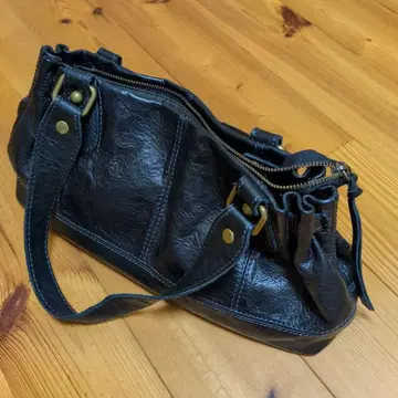 블랙 가죽 핸드백 약 30cm