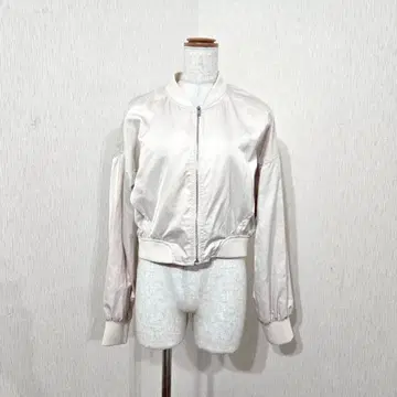 ZARA MA-1 스타일 집업 새틴 블루종 베이지 계열 광택감 (M)