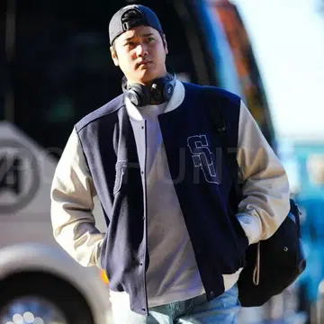 World Champion 오타니 쇼헤이 천연 가죽 울 베이스볼 점퍼