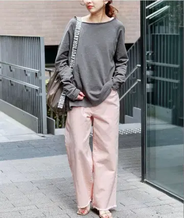 Spick & Span 컬러 가먼트 다이 루즈핏 팬츠