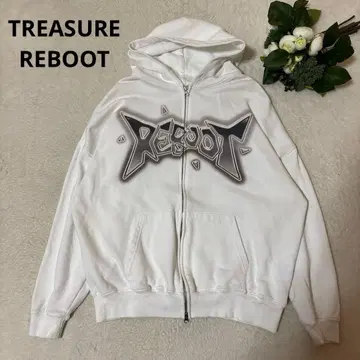 TREASURE REBOOT 화이트 집업 후디 후드티 M
