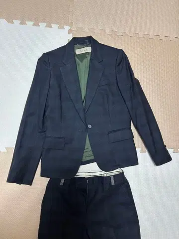 폴스미스 다크 네이비 체크 무늬 수트 셋업 여성용