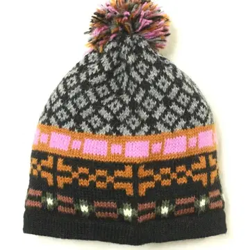 페루제 알파카 기하학 패턴 니트 모자