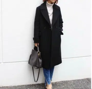 프레임워크 더블 브레스트 코트 체스터 코트 블랙 38