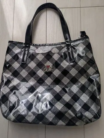 애니에스 베이 광택 체크 무늬 토트백