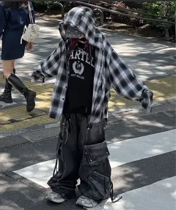 [ Never mind the XU ] 체크 후드 셔츠