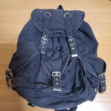 다크 블루 캔버스 백팩