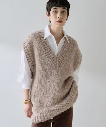 택 포함 새상품 윔 가젯 핸드 니트 V 풀오버 니트 베스트