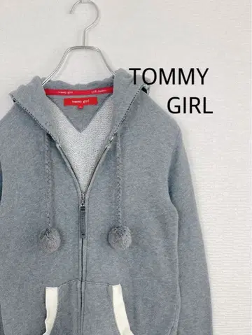 TOMMY GIRL 그레이 집업 후드티