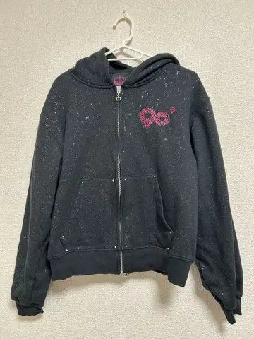 9090 girl Logo Glitter Zip Hoodie