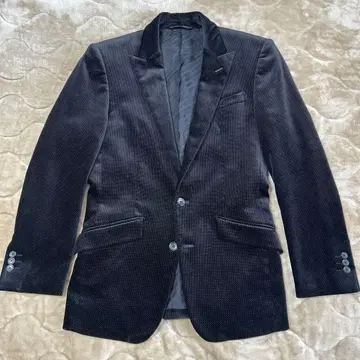 컬렉션 벨로아 벨벳 테일러드 자켓 도트 무늬 M 블랙