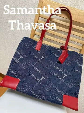 Samantha Thavasa 데님조 토트백 네이비/레드