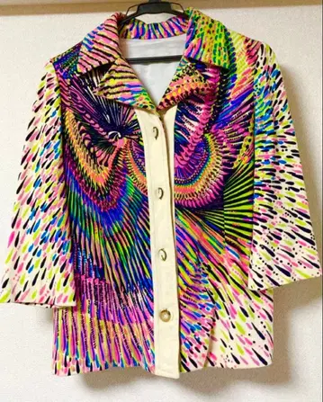 빈티지 사이키 자켓 셔츠 사이즈 L 컬러풀 민족 올 패턴 화려함