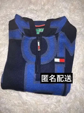 타미힐피거 집업 후디 네이비 하프 지퍼 스웨터