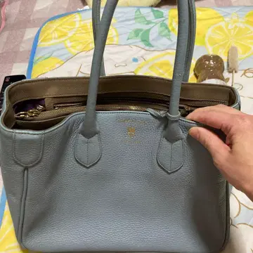 라이트 블루 가죽 토트백