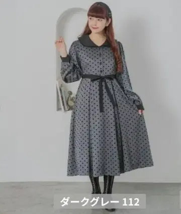 시마무라 아오키 미사코 도트 플로키 원피스 그레이 L