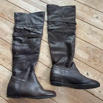 다크 브라운 가죽 롱 부츠