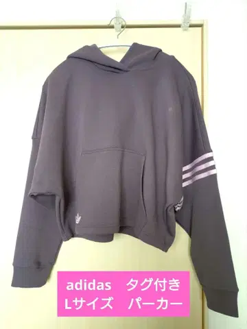 [ 택 포함/하자품 ] adidas 여성용 크롭 후드티 숏 기장