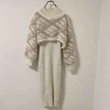 RESEXXY 리젝시 샤기 레이어드 리브 니트 원피스