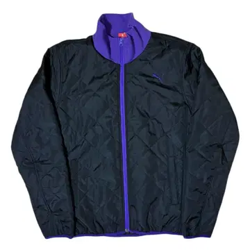 [ 인기 ] PUMA 퀼팅 자켓 L 자수 로고 블랙 x 퍼플