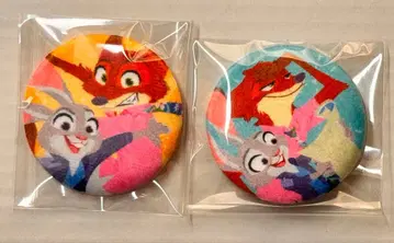 주토피아 영화 블라인드 복슬복슬 캔뱃지 닉 주디 2개