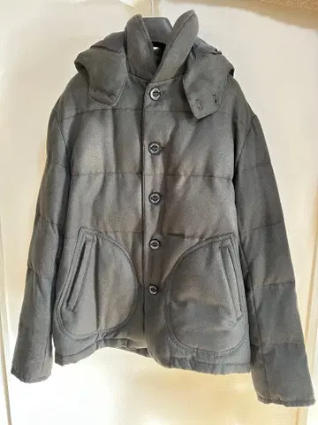 [ BEAMS HEART ] 후드 부착 그레이 퀼팅 다운 자켓