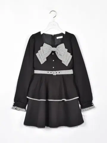 evelyn 빅 리본 티어드 원피스 블랙