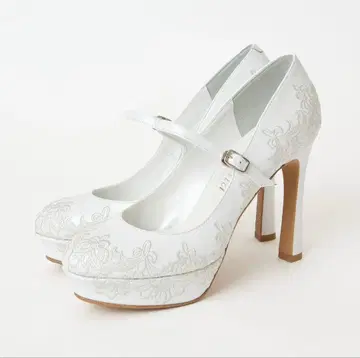 다이애나 웨딩 신발 22.5 힐 11cm 레이스 자수 펄