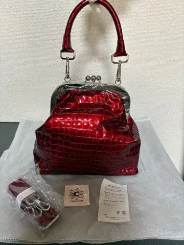 코코 피오레 레드 핸드백 숄더백 가마구치 2WAY