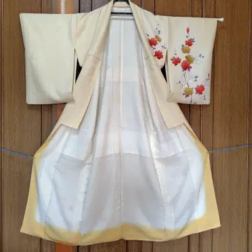 호몬기 금사 꽃무늬 자수 크림색