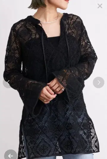 omekashi 전체 레이스 오버 튜닉 풀오버