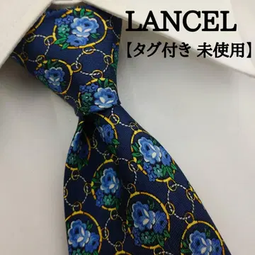 [ 택 포함 미사용 ] 란셀 고급 실크 넥타이 올 패턴 네이비