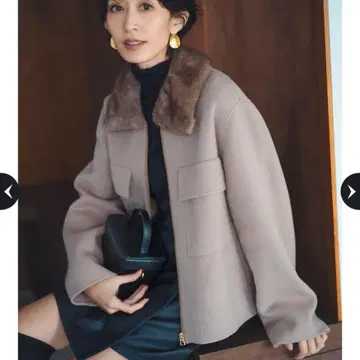 Arpege story 퍼 달린 BIG 포켓 리버서블 블루종 S 사이즈